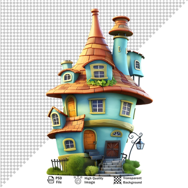 3d cartoon house isolated on transparent background