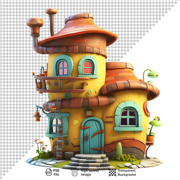 PSD casa di cartoni animati 3d isolata su sfondo trasparente