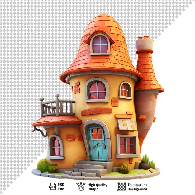 PSD 3d cartoon house isolated on transparent background