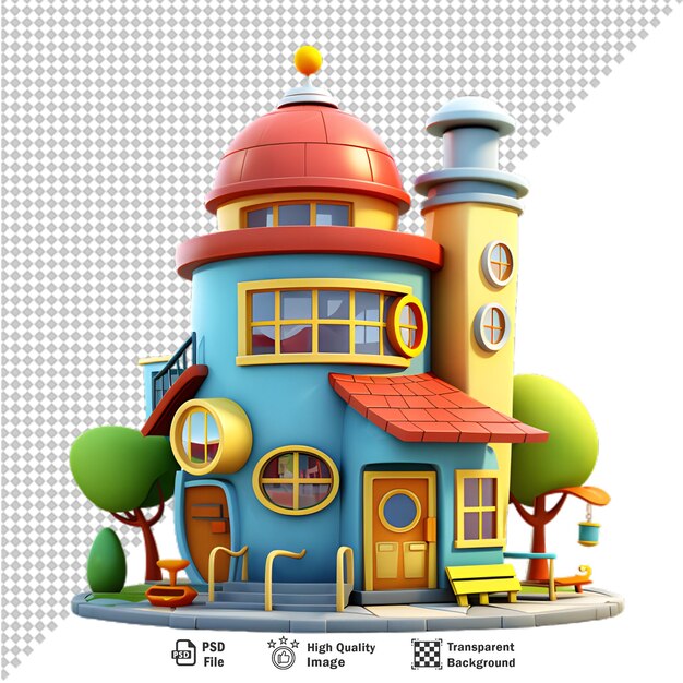 PSD 3d cartoon house isolated on transparent background