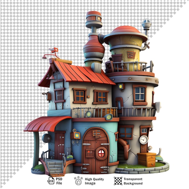 PSD 3d cartoon house isolated on transparent background