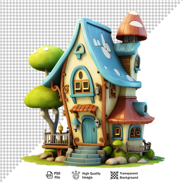 PSD 3d cartoon house isolated on transparent background