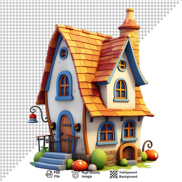 PSD 3d cartoon house isolated on transparent background