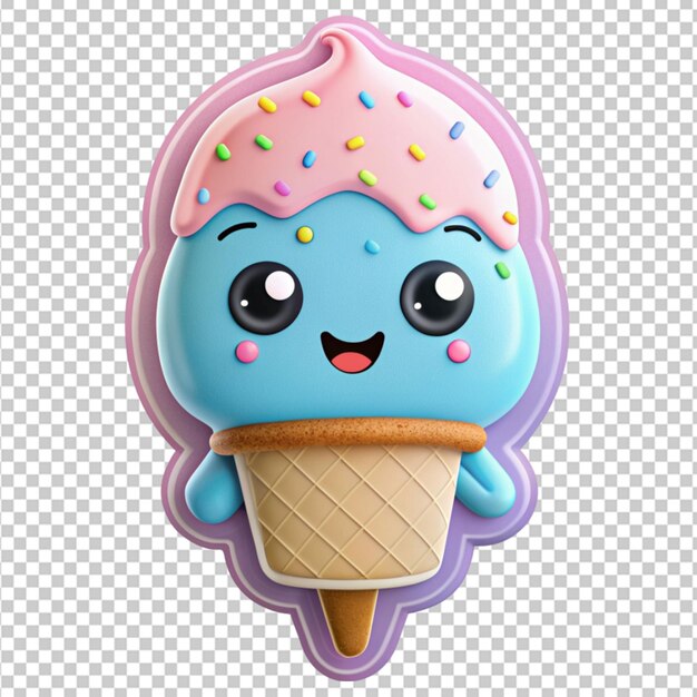 PSD 3d cartone animato adesivo di gelato clip art sfondo trasparente