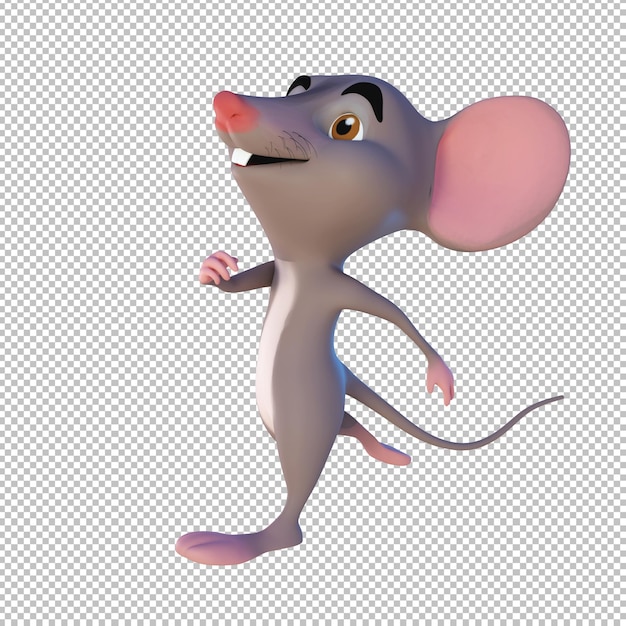 PSD 3d cartoon illustratie rat lopen gelukkig