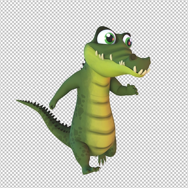 PSD 3d cartoon illustration crocodile character walking