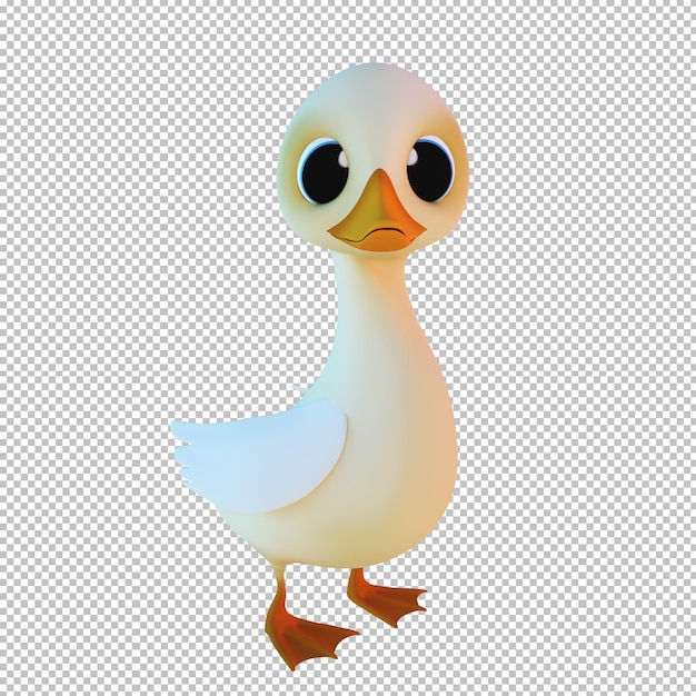 PSD 3d cartoon illustration cute white duck