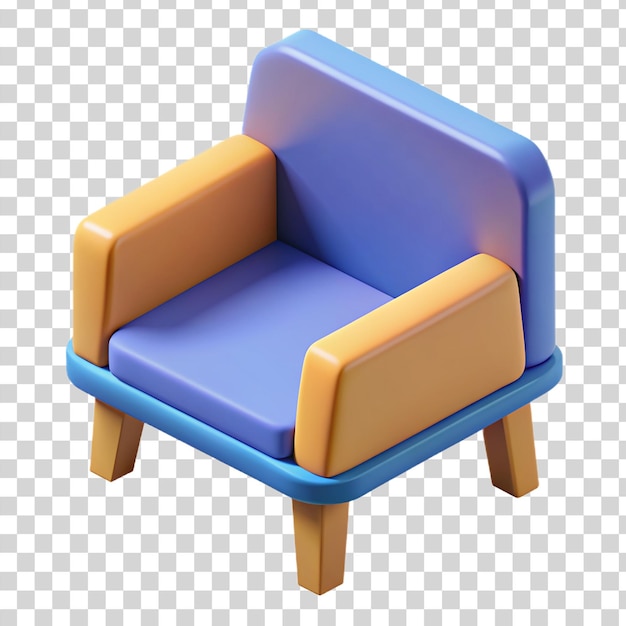 PSD 3d cartoon isometric chair isolated on transparent background