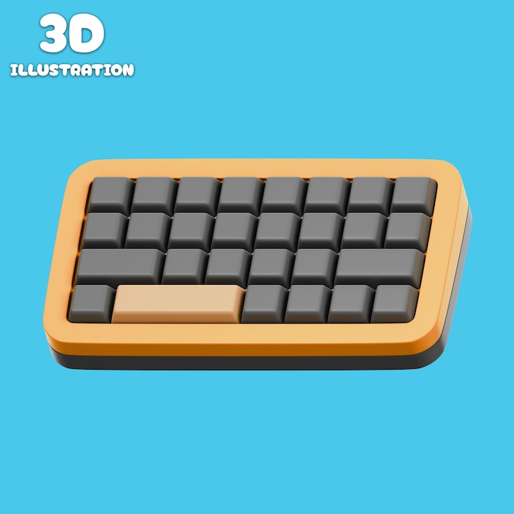 PSD 3d cartoon keyboard illustration
