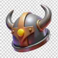 PSD 3d cartoon knight helmet with horn isolated on transparent background