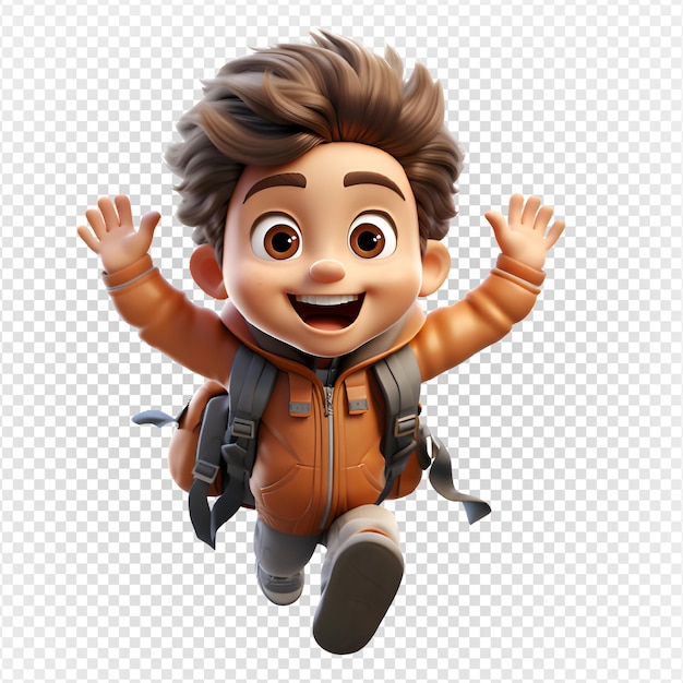 3d cartoon of a little boy running happily little boy jumping with a happy expressiongenerative ai