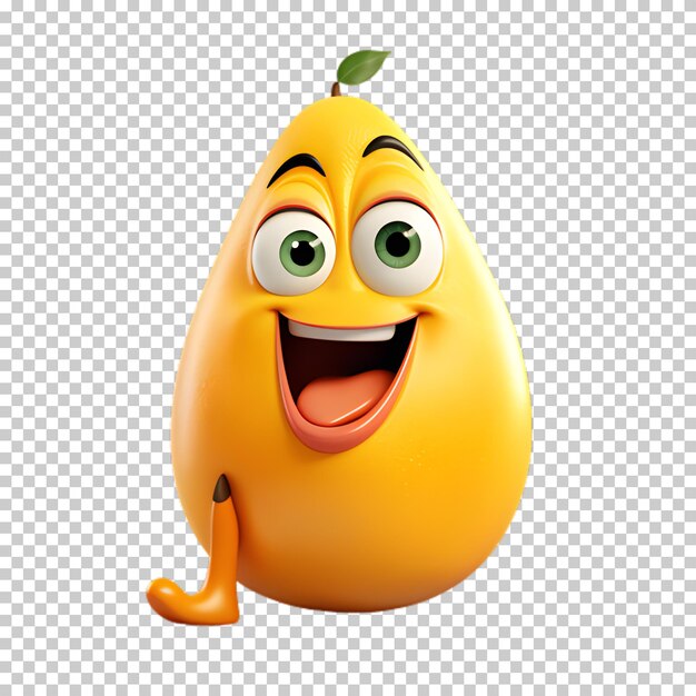 PSD 3d cartoon mango geïsoleerd op transparante achtergrond