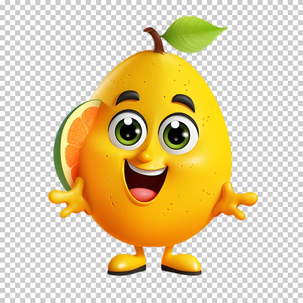 PSD 3d cartoon mango isolated on transparent background