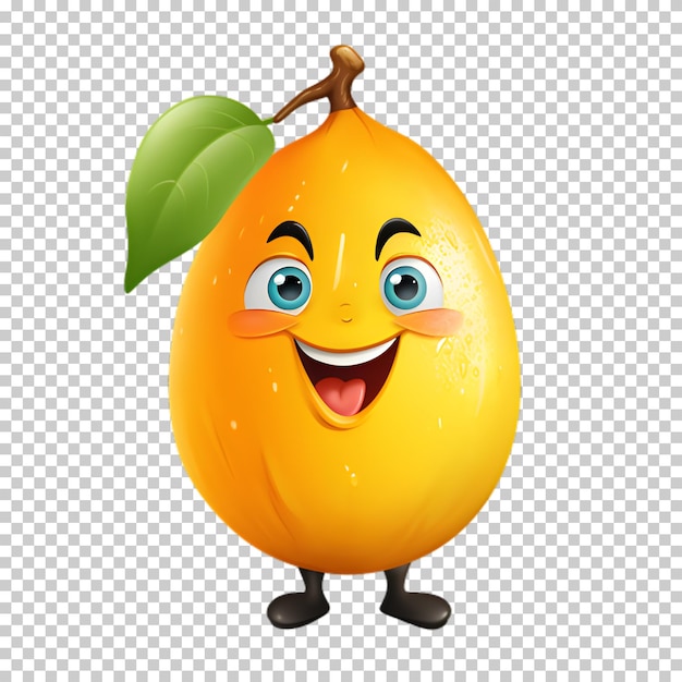 3d cartoon mango isolated on transparent background