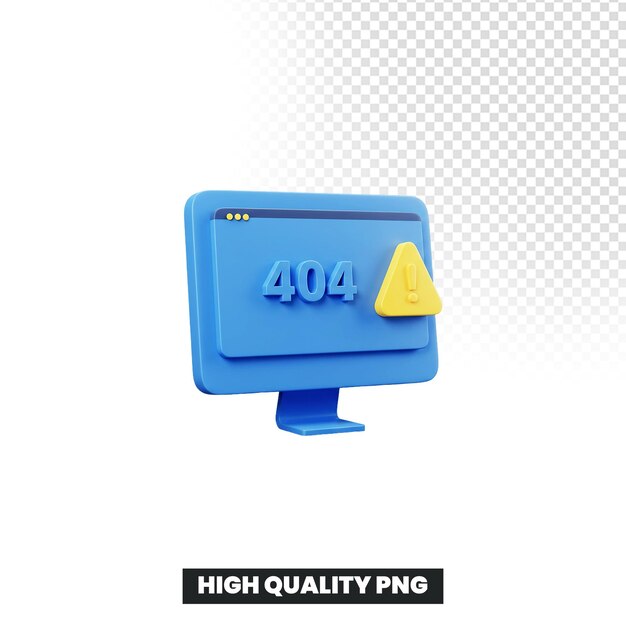 3d cartoon monitor displaying a 404 error message