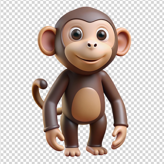 PSD 3d cartoon monkey isolated on transparent background 3d rendering