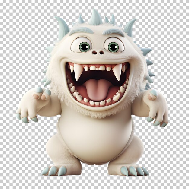 PSD 3d cartoon monster geïsoleerd op transparante achtergrond