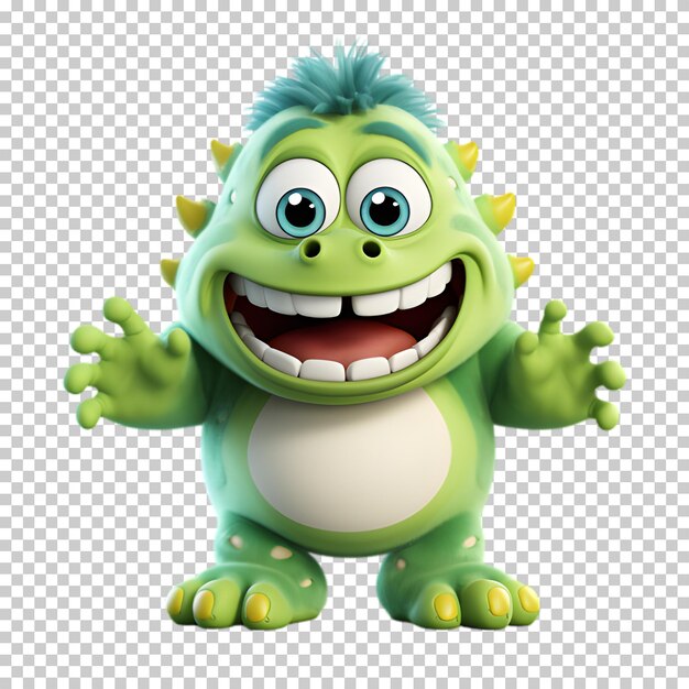 PSD 3d cartoon monster isolated on transparent background