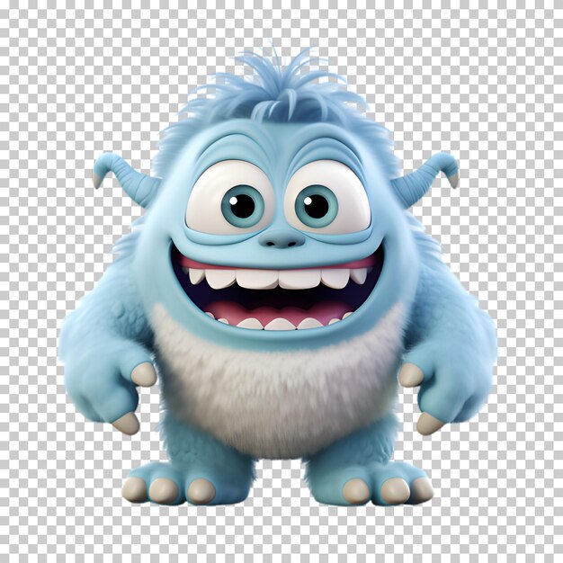 PSD 3d cartoon monster isolated on transparent background