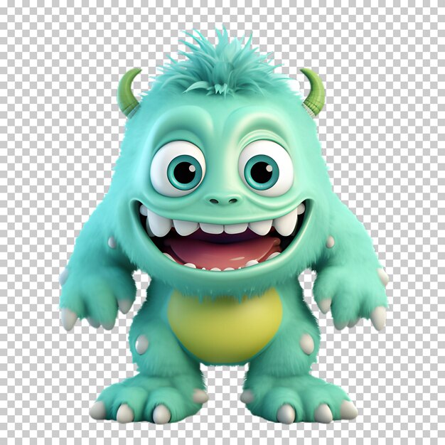 PSD 3d cartoon monster isolated on transparent background