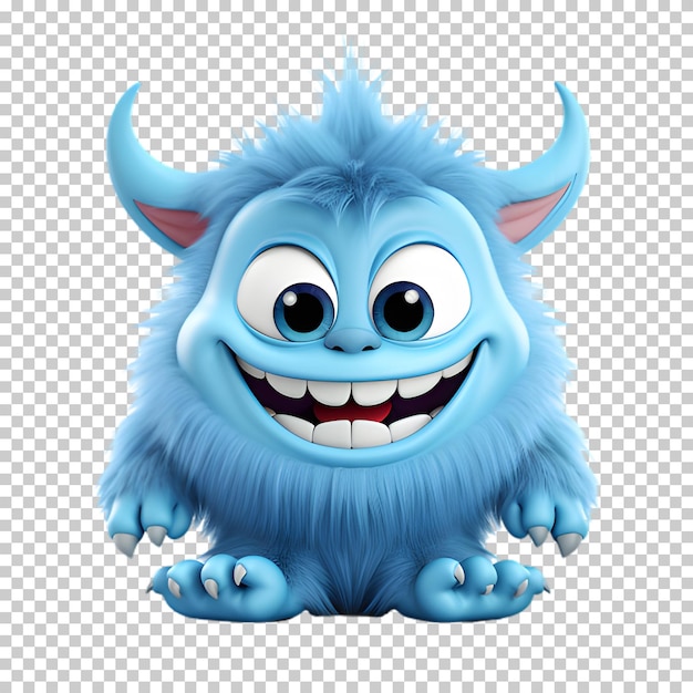 3d cartoon monster isolated on transparent background