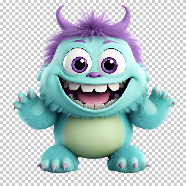 PSD 3d cartoon monster isolated on transparent background