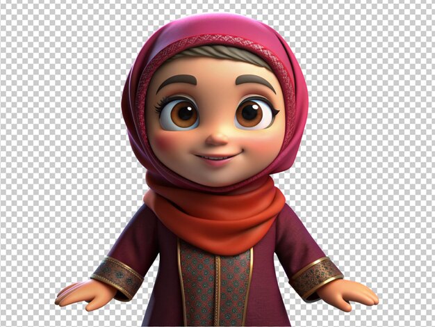 PSD 3d cartoon muslim girl smiling portrait