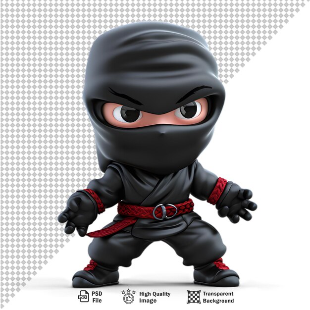 PSD 3d cartoon ninja geïsoleerd op transparante achtergrond