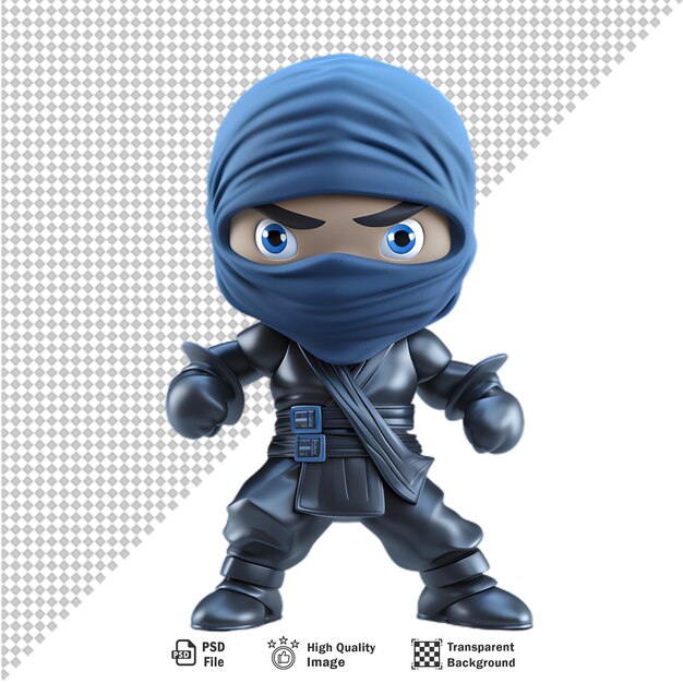 PSD 3d cartoon ninja geïsoleerd op transparante achtergrond