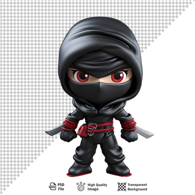 3d cartoon ninja isolated on transparent background