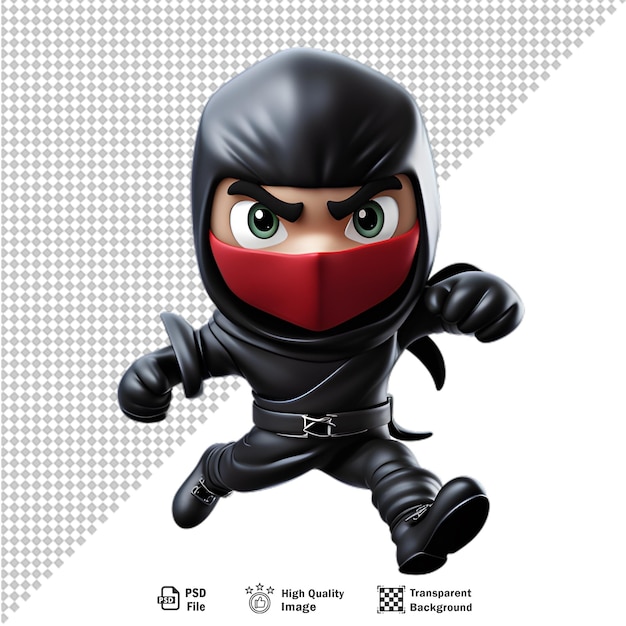 PSD 3d cartoon ninja isolated on transparent background