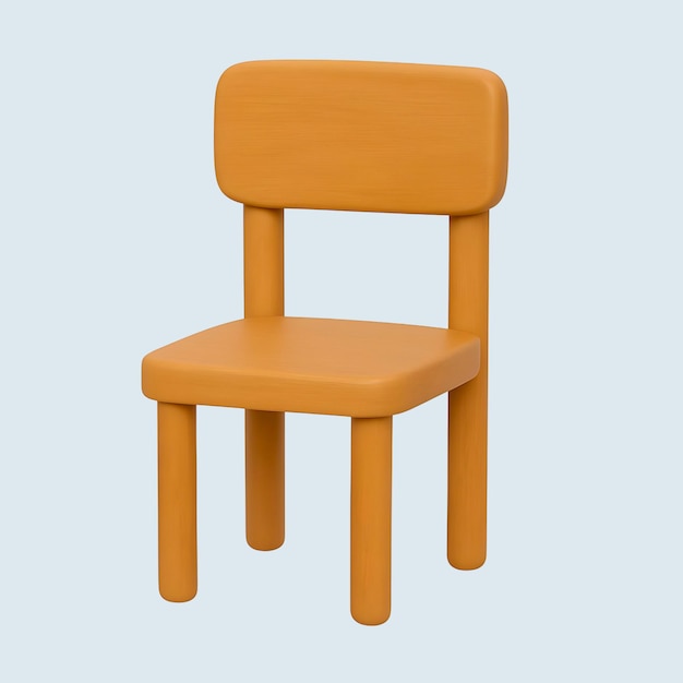 3d cartoon orange chair on a light blue background