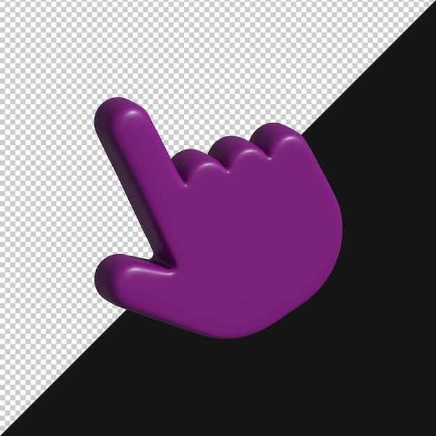 3D cartoon paarse hand wijzen