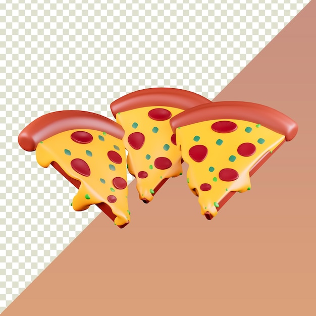 3D Cartoon Pizza Slices isolated on transparent background