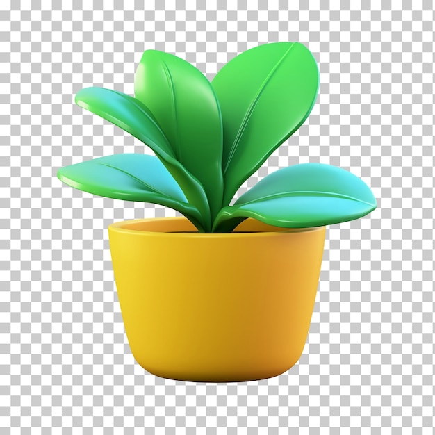 3d cartoon plant isolated on transparent background png psd
