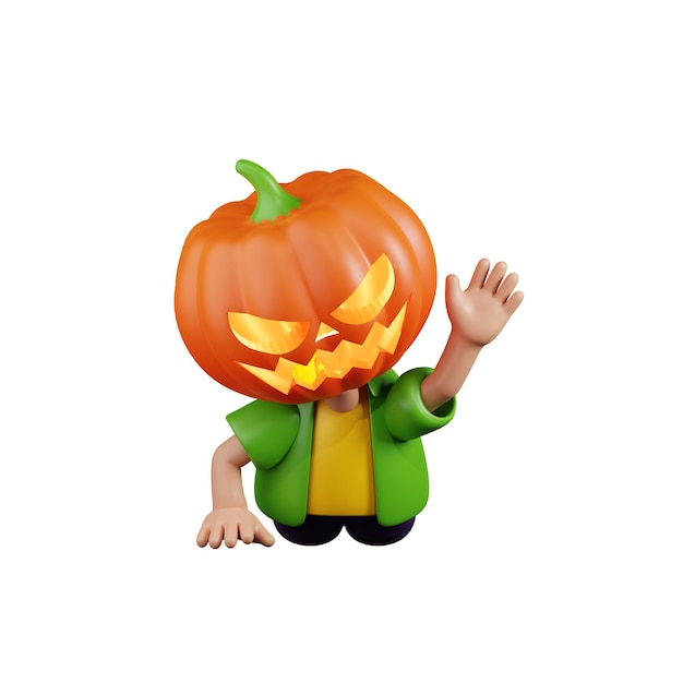 PSD 3d cartoon pumpkin crawling on the ground pose