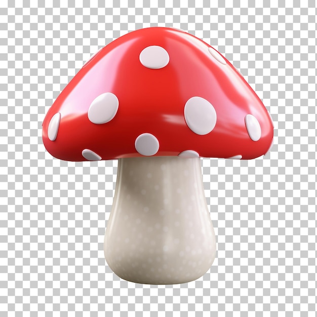 3d cartoon red mushroom isolated on transparent background png psd