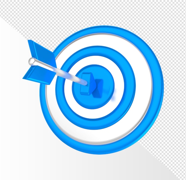 3D cartoon render blauw dartbord hit doel doel pictogrammen voor UI UX web mobiele apps advertenties ontwerpen