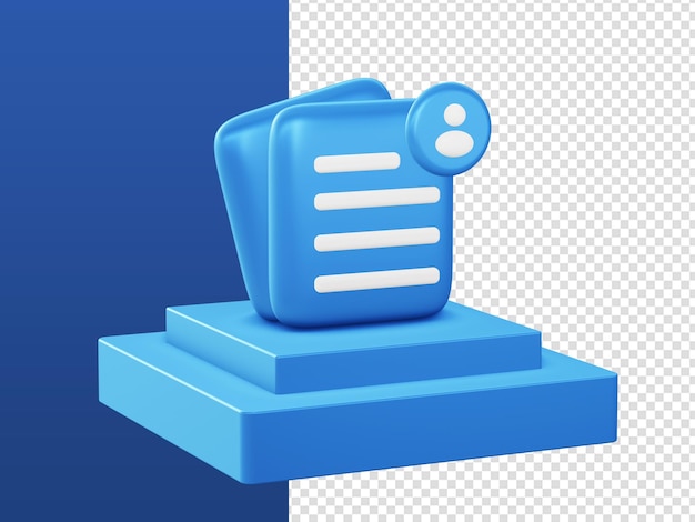 3D cartoon render blauwe bestanden documenten pictogrammen met podium voor UI UX web mobiele apps advertenties ontwerpen