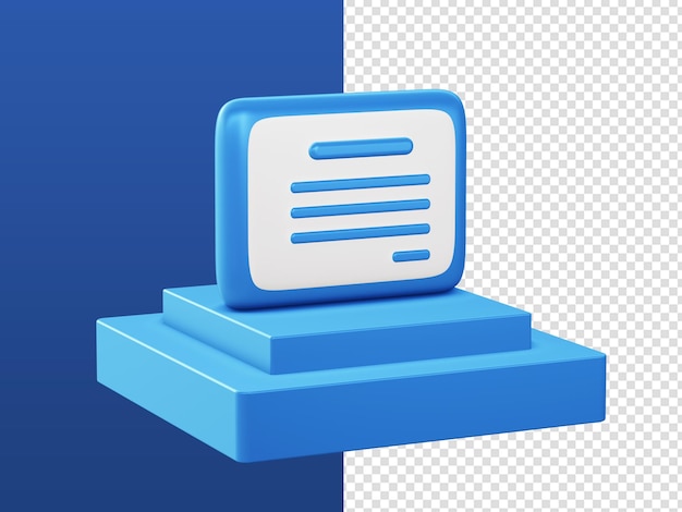 3d cartoon render blue education certificate icons with podium for UI UX web mobile apps ads designs