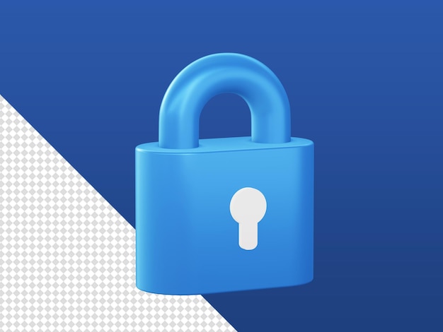 3d cartoon render blue security padlock icons for ui ux web mobile apps ads social media designs
