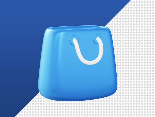 3d cartoon render blue shopping bag icons for ui ux web mobile apps ads designs