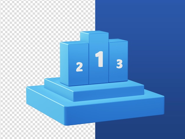 Il fumetto 3d rende le icone blu delle classifiche del podio dei vincitori per i progetti di annunci di app mobili web ui ux