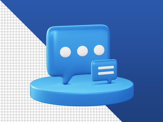3d cartoon render glossy chatting bubbles with podium icons for UI UX web mobile apps social media