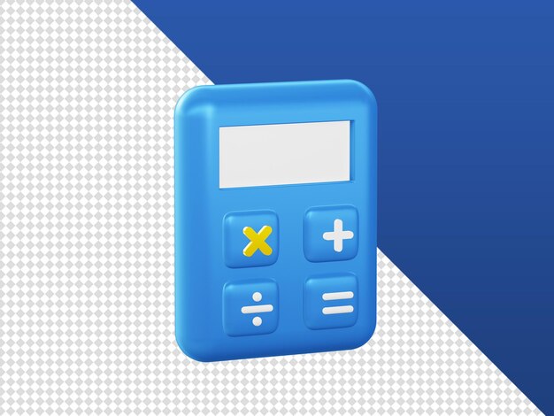 3d cartoon render niebieski kalkulator ikony matematyczne dla UI UX web aplikacje mobilne reklamy projekty mediów społecznościowych