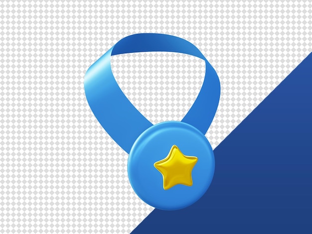 PSD 3d cartoon render niebieski zwycięzca nagrody medal ikony dla projektów aplikacji mobilnych ui ux web