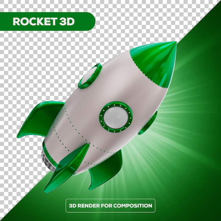 PSD 3d cartoon rocket render
