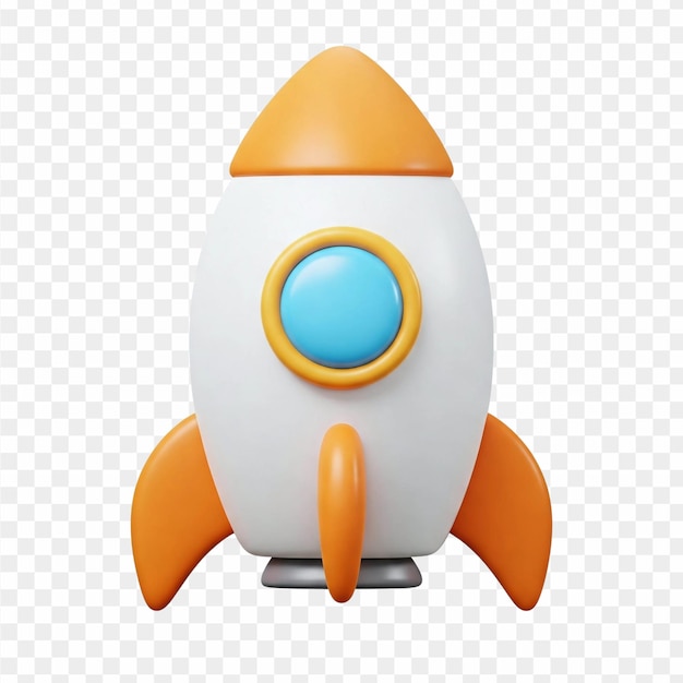 3D Cartoon Rocket Ship Ready for Launch