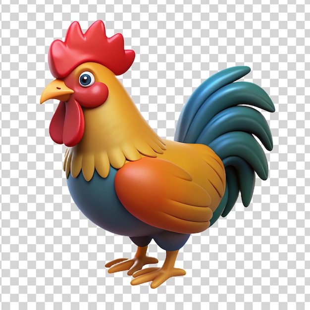 PSD 3d cartoon rooster on transparent background