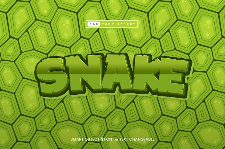PSD 3d cartoon snake editable text effect